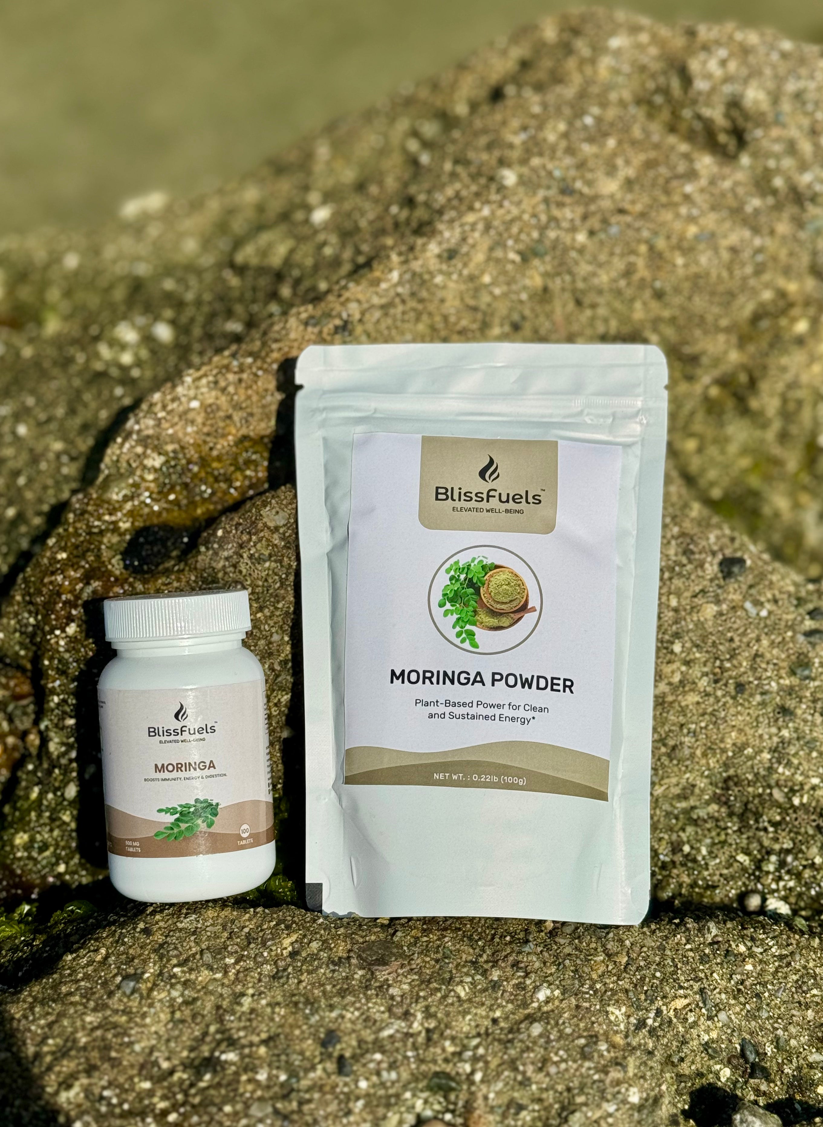 BlissFuels™ Moringa Bundle – Powder + Tablets | Natural Energy, Immunity & Digestion