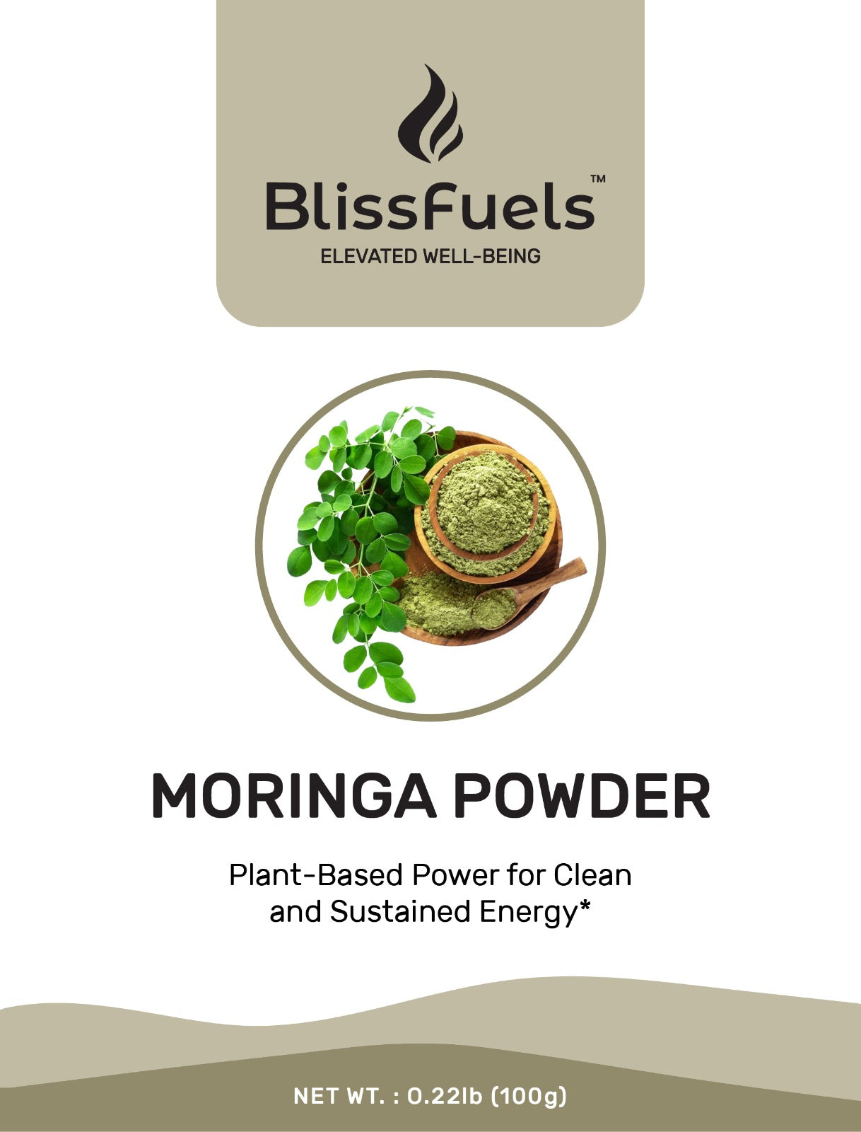 Organic Moringa Powder – 100g | Energy, Immunity, Detox & Vitality Superfood | BlissFuels