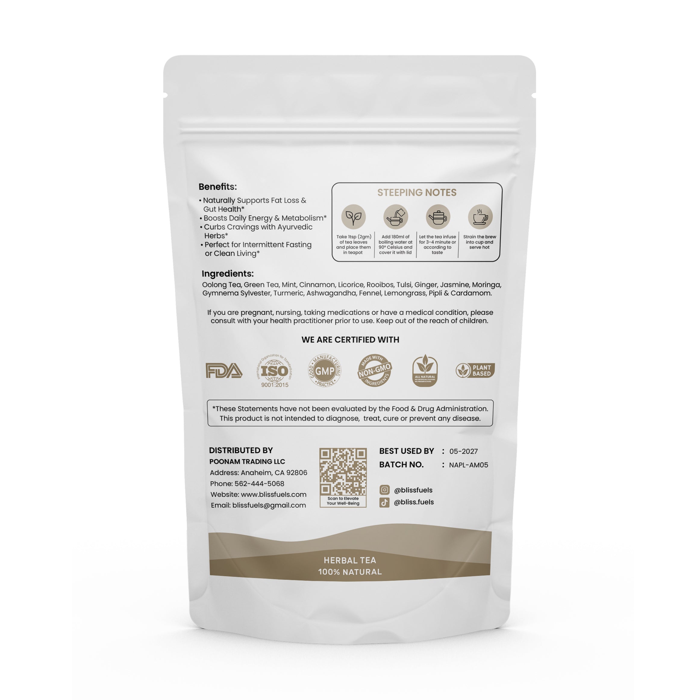 BlissFuels™  SlimFit Tea – Natural Metabolism Support Herbal Blend