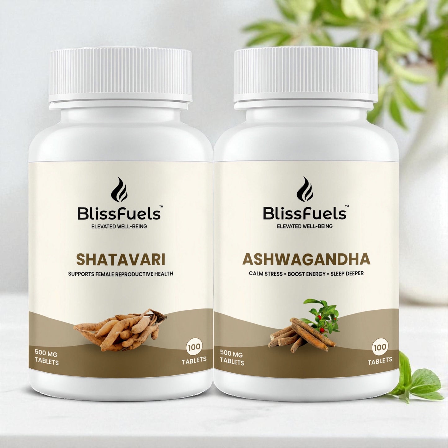 BlissFuels™ Stress Relief & Calm Bundle – Ashwagandha + Shatavari | Natural Balance & Wellness